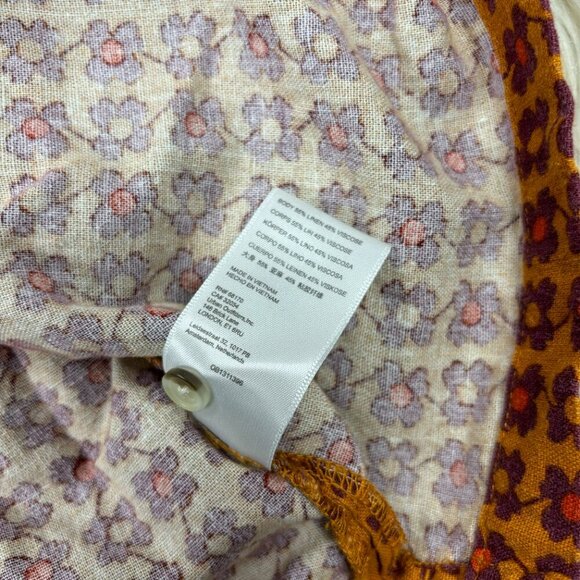 Urban Outfitters Retro Floral Linen Blend Button Front Shirt - Picture 5 of 5